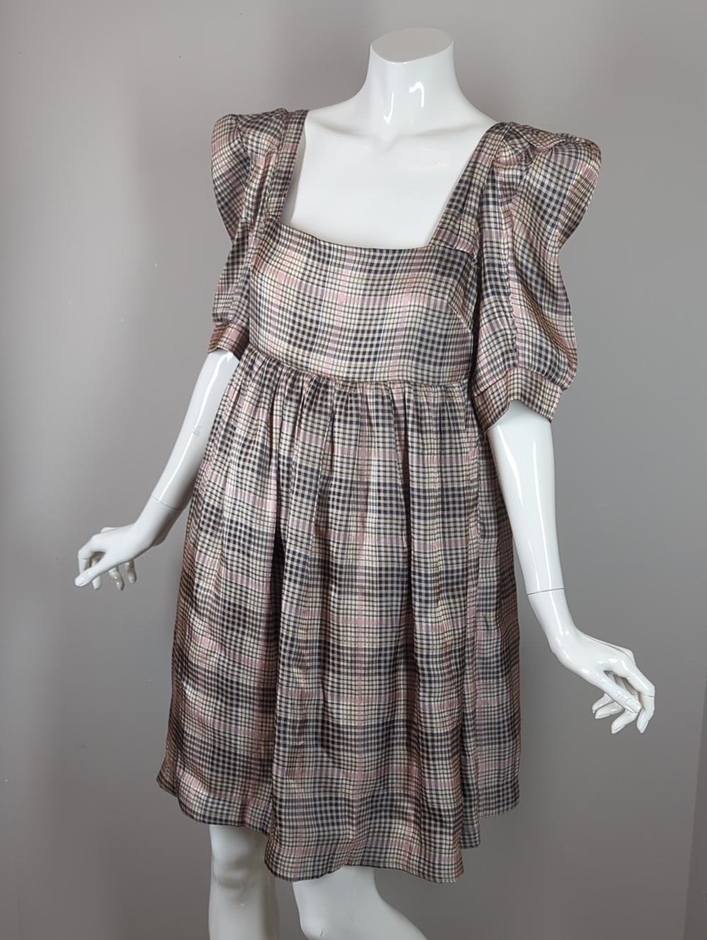 En Saison Plaid Organza Mini Dress Large